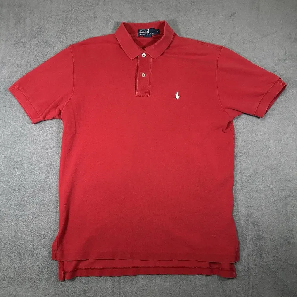 Polo Ralph Lauren Polo Shirt Red Men’s Medium Cotton Classic Y2K Casual Golf